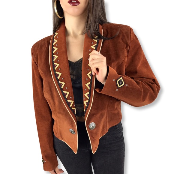 Vintage Jackets & Blazers - 1970’s beaded suede cowgirl jacket